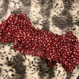 Red and white floral crop